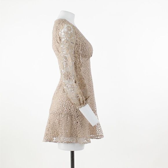 French Connection Caballo Sequined Lace Mini Dress Nude - Picture 5 of 5